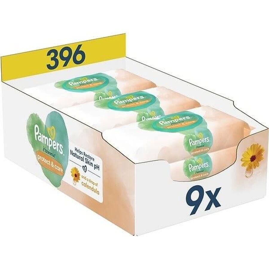 PAMPERS HARMONIE PROTECT&CARE WIPES 396KS 1×396 buc, șervețele umede