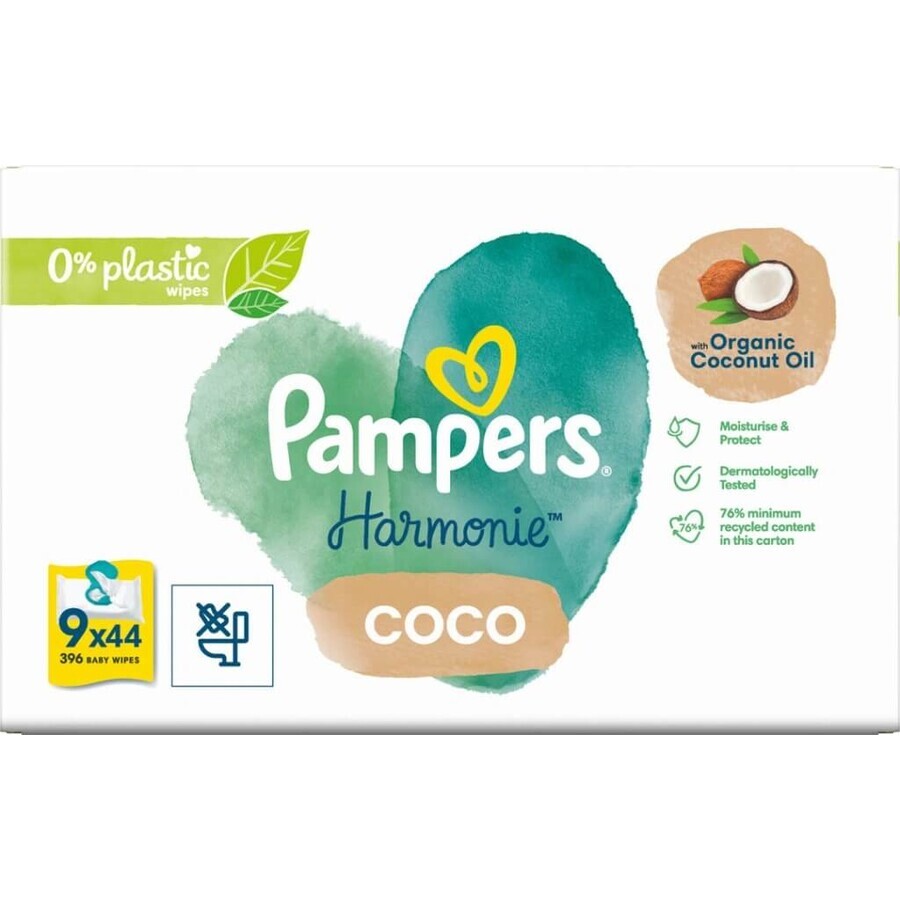 PAMPERS HARMONIE PROTECT&CARE WIPES 396KS 1×396 buc, șervețele umede