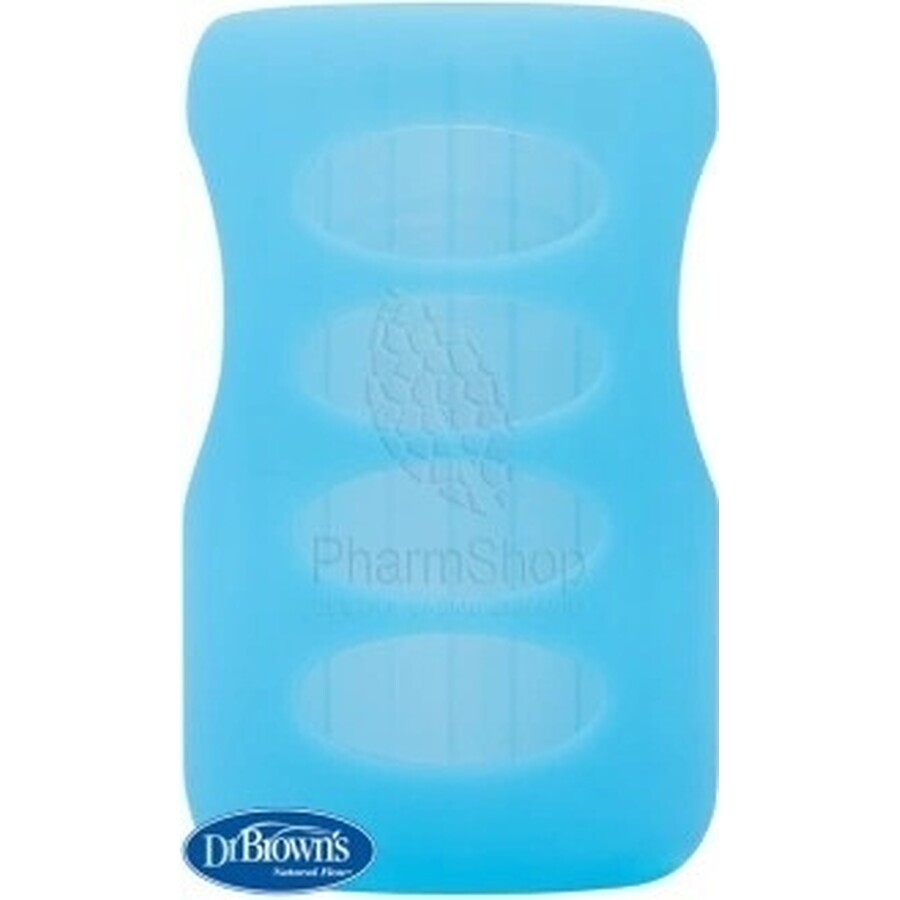 Dr. BROWN'S SILICONE COVER FOR GLASS FLAG 270ml 1×1 pc, bleu, avec col large