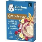 Gerber Natural Milk Porridge Weizen-Hafer 1×220 g, Himbeere und Banane (ab 6 Monaten)