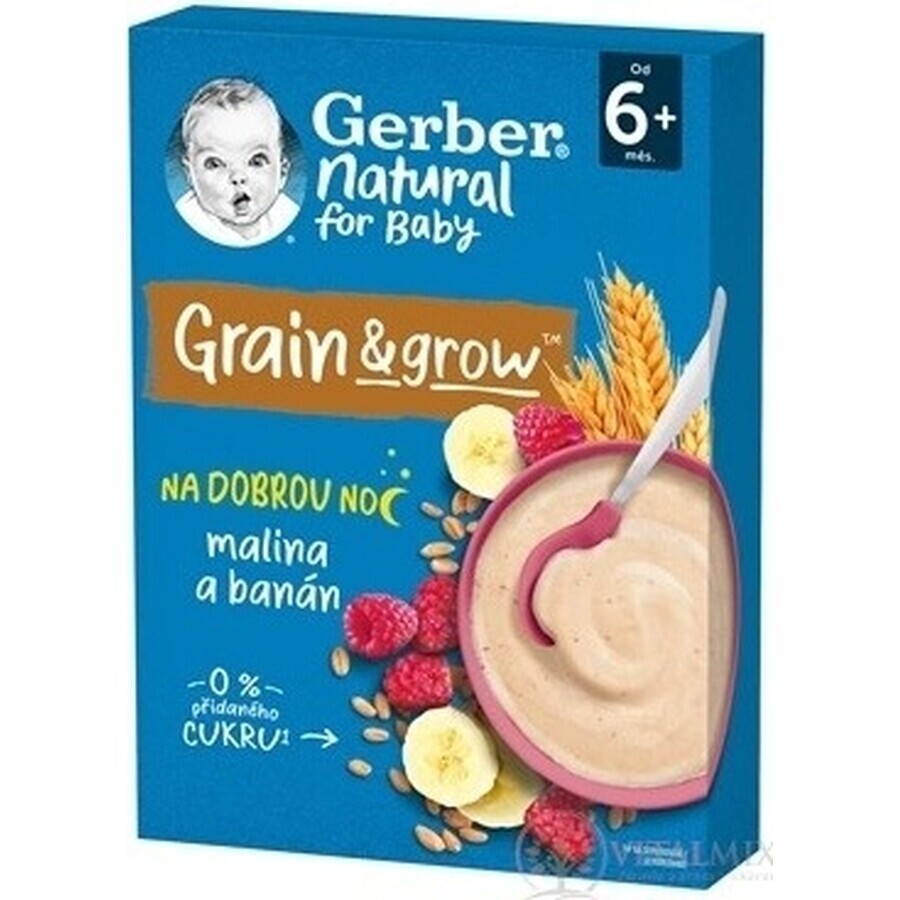 Gerber Natural Milk Porridge Weizen-Hafer 1×220 g, Himbeere und Banane (ab 6 Monaten)