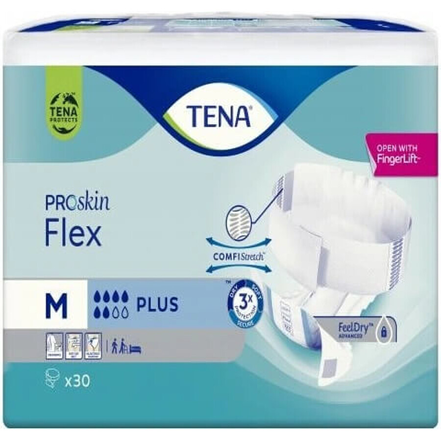 TENA Flex Plus M 1×30 pcs, incontinence briefs with quick release waistband