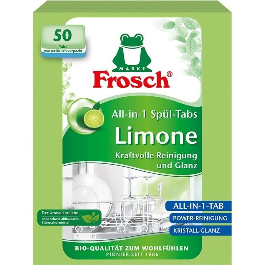 Frosch ECO Dishwasher tablets all in 1 Lemon 1×50 pcs, dishwasher tablets