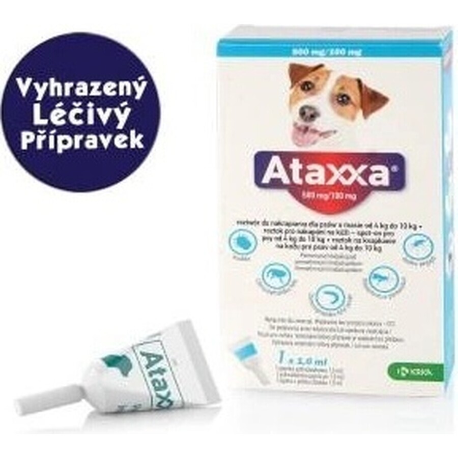 Ataxxa 500 mg/100 mg (honden van 4 kg tot 10 kg) 1×1 ml, oplossing voor honden