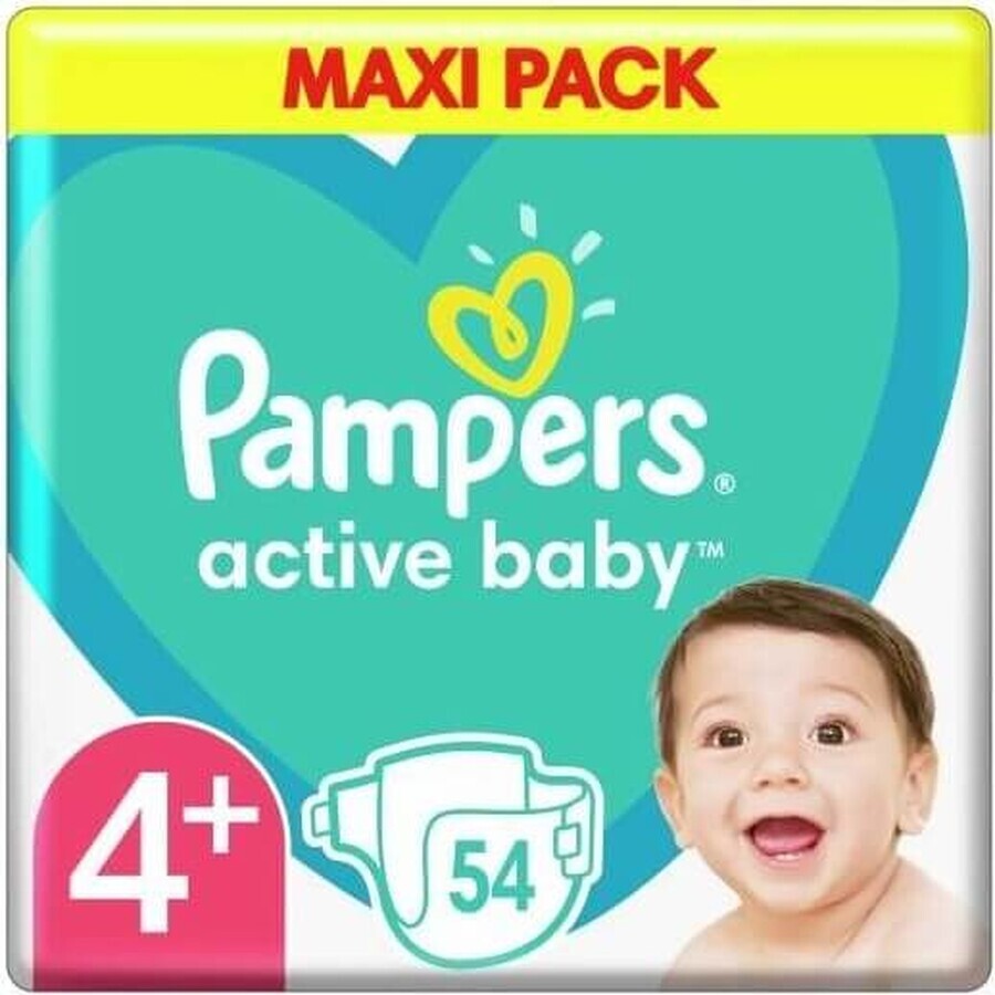 Pampers Active Baby Baby MP S4+ 1×54 pcs, taille S4+, couches pour bébés