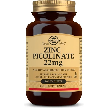 Solgar Zinc 22 mg Zinc Picolinate 100 tablets 1×100 tbl, food supplement
