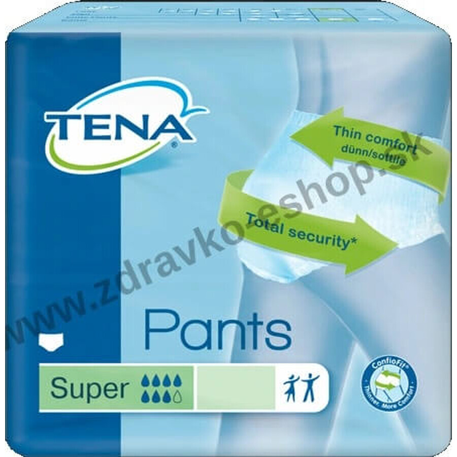 TENA PANTS SUPER LARGE 1×12 pcs, elastic absorbent briefs, absorption 2010 ml, hip circumference 100-135 cm