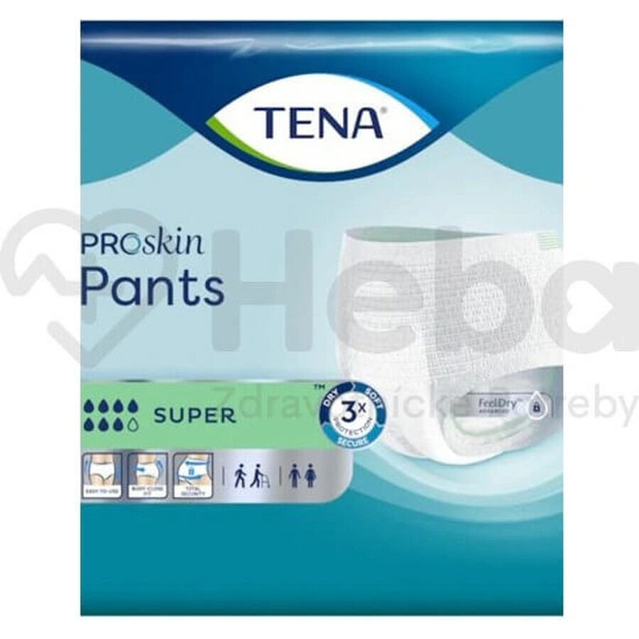 TENA PANTS SUPER LARGE 1×12 pcs, elastic absorbent briefs, absorption 2010 ml, hip circumference 100-135 cm