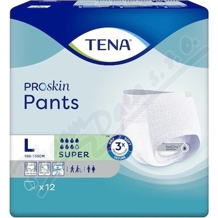 TENA PANTS SUPER LARGE 1×12 pcs, elastic absorbent briefs, absorption 2010 ml, hip circumference 100-135 cm