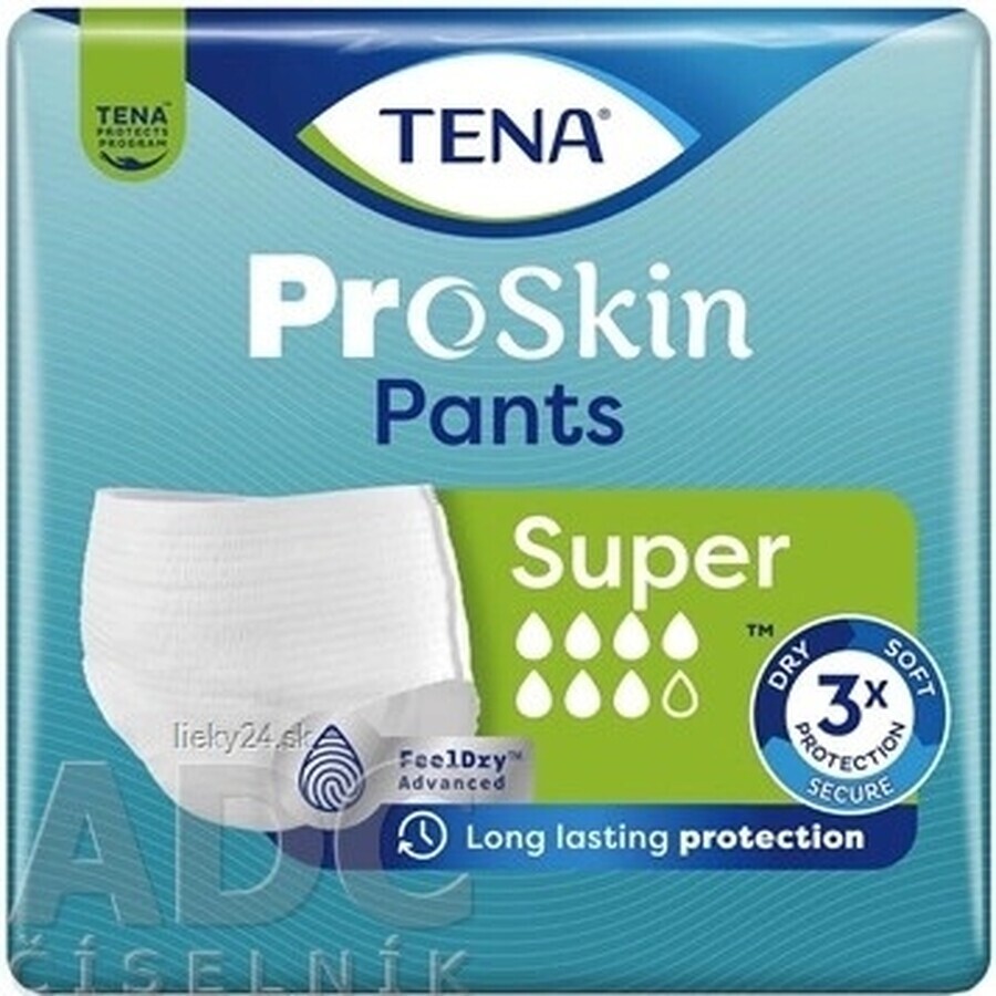 TENA PANTS SUPER LARGE 1×12 pcs, elastic absorbent briefs, absorption 2010 ml, hip circumference 100-135 cm