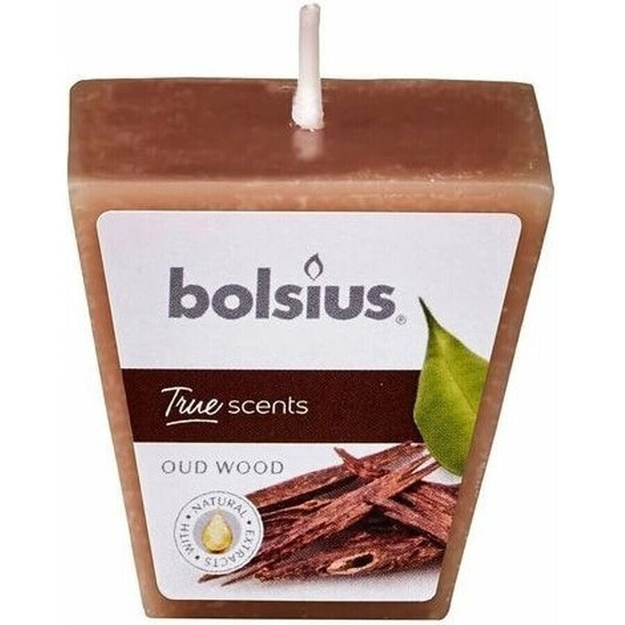 Bolsius Aromatic 2.0 Votiv 48mm lemn de Oud, lumânare parfumată 1×1 buc, lumânare parfumată