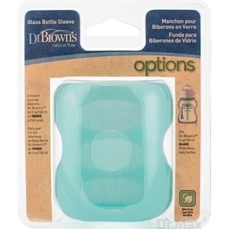 Dr. BROWN'S SILICONE WRAPING FOR GLASS FLAG 150ml 1×1 pc, turquoise, avec col large