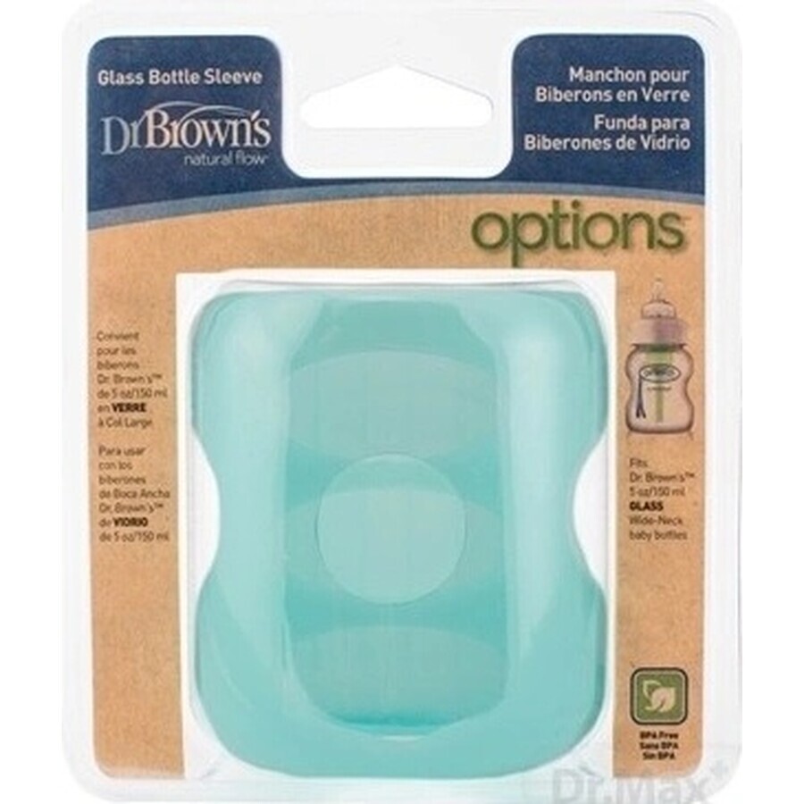 Dr. BROWN'S SILICONE WRAPING FOR GLASS FLAG 150ml 1×1 pc, turquoise, avec col large