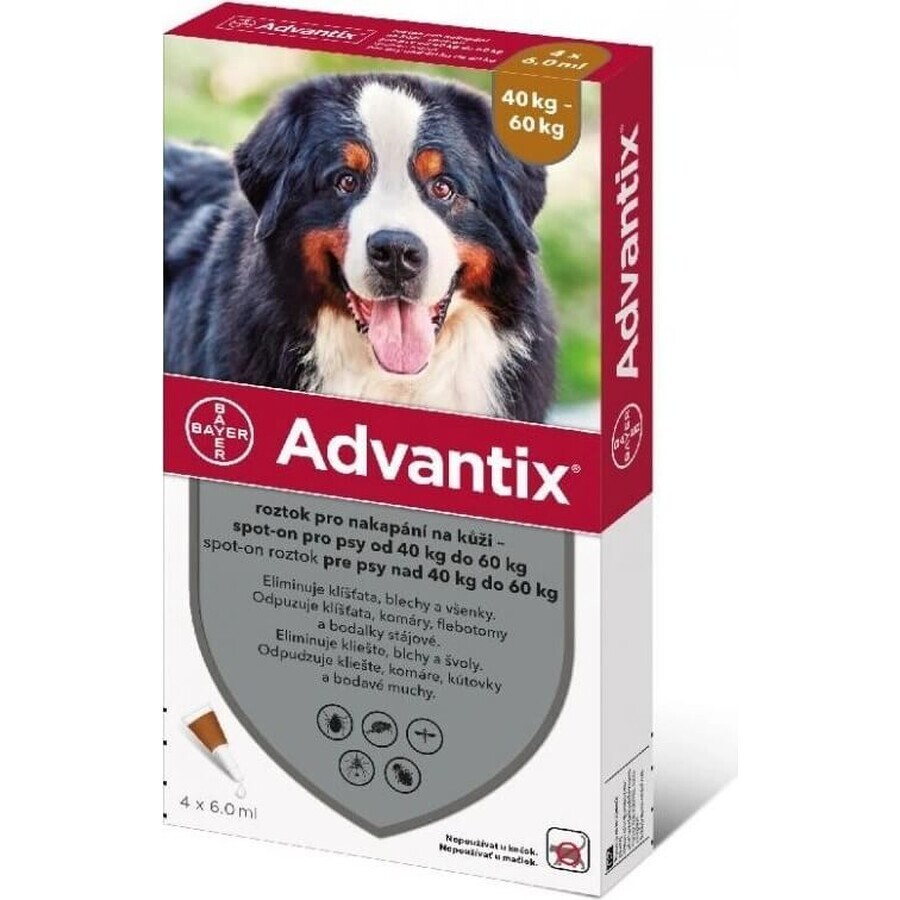 Advantix Spot-on voor honden van 40 tot 60 kg (1 pipet) 1x6 ml