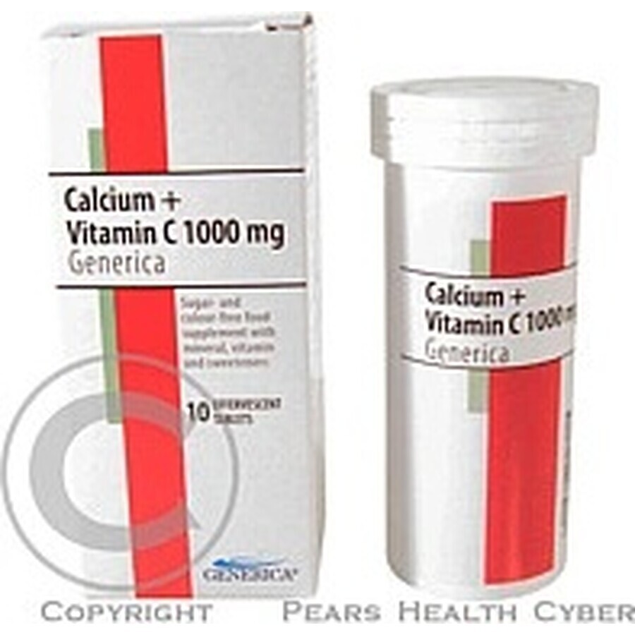 GENERICA Calcium + Vitamine C 1000 mg 1×10 tbl, voedingssupplement