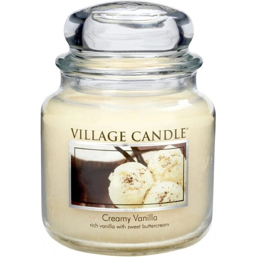 Village Candle Candela profumata in bottiglia - Creamy Vanilla - Gelato alla vaniglia, media 1×1 pz.