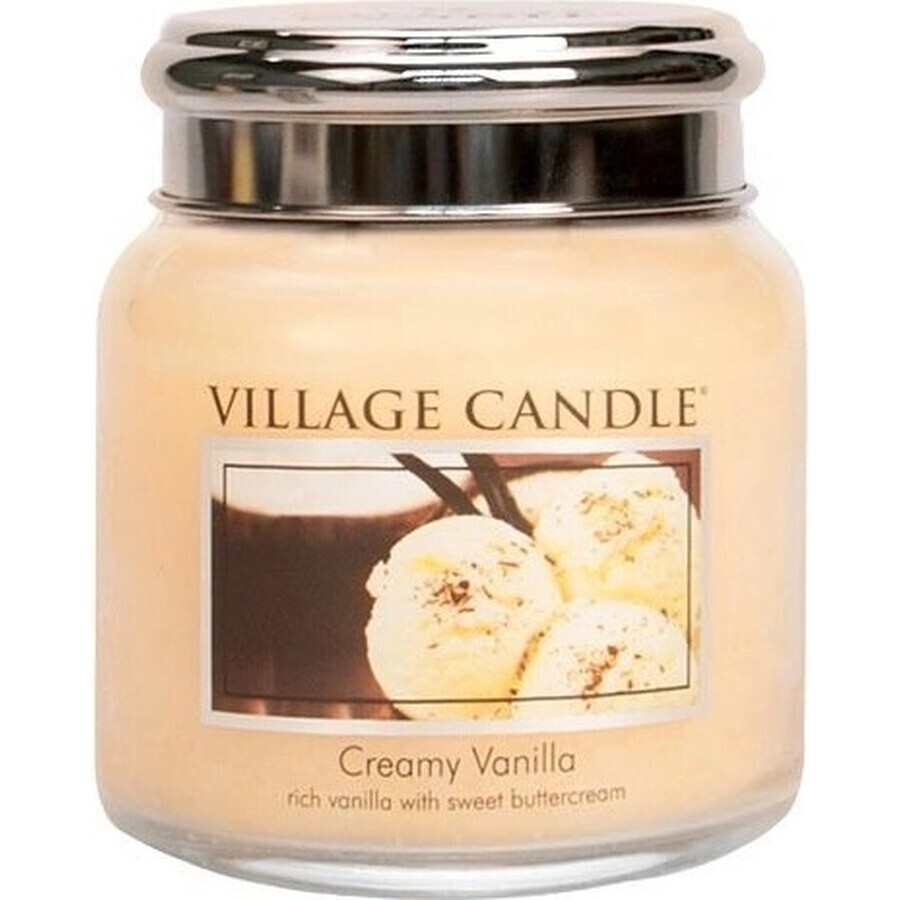 Village Candle Candela profumata in bottiglia - Creamy Vanilla - Gelato alla vaniglia, media 1×1 pz.