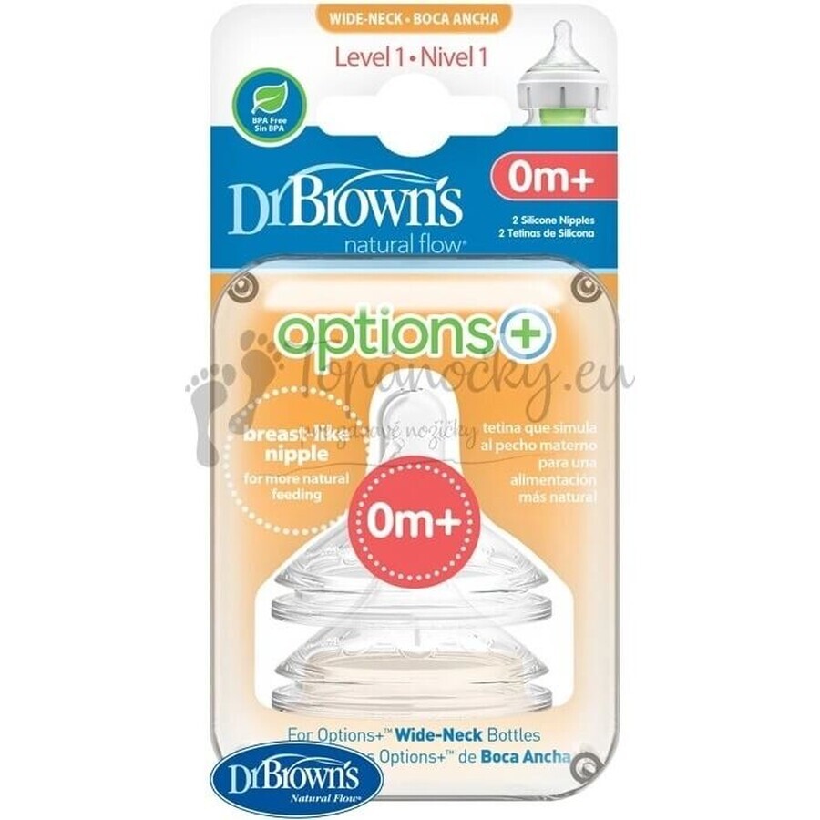 Dr. BROWN'S OPTIONS+ LEVEL 1 1×2 pcs, col large, silicone, 0M+