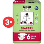 Muumi Baby 6 Junior 12-24 kg, confezione mensile da 1×108 pezzi di pannolini biologici, pannolini ECO