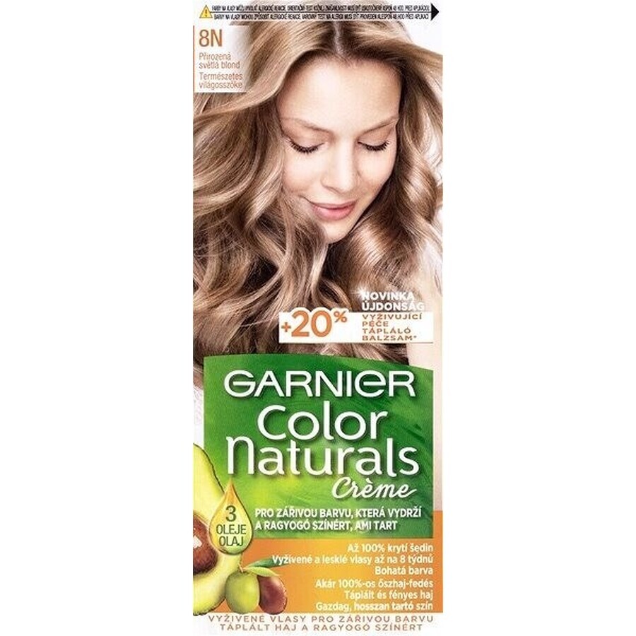 Garnier Color Naturals colore permanente per capelli 8N colore permanente per capelli 8N biondo medio 1×1 pezzo, colore per capelli