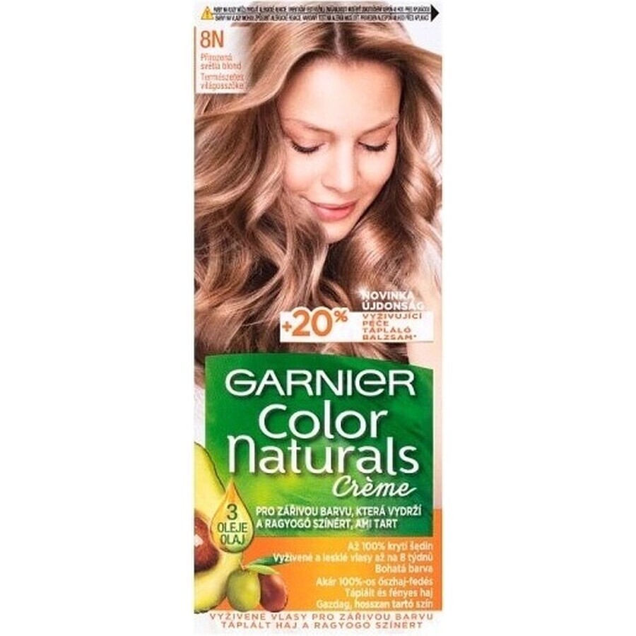 Garnier Color Naturals colore permanente per capelli 8N colore permanente per capelli 8N biondo medio 1×1 pezzo, colore per capelli