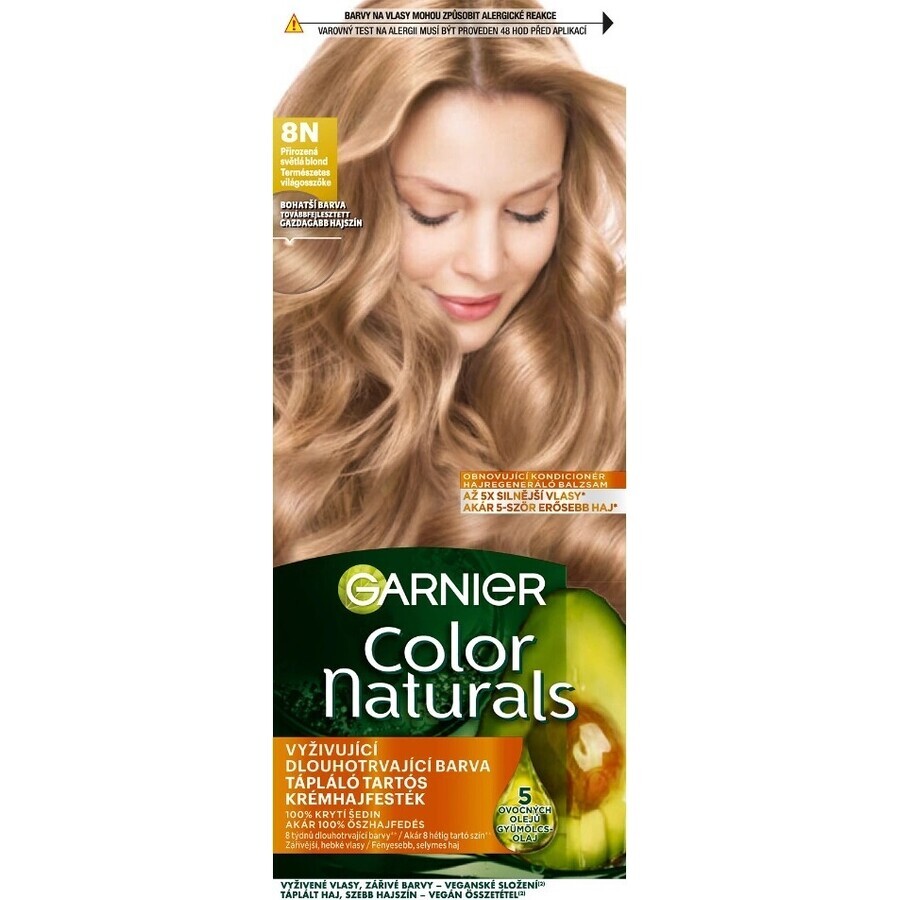 Garnier Color Naturals colore permanente per capelli 8N colore permanente per capelli 8N biondo medio 1×1 pezzo, colore per capelli