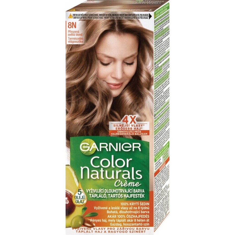 Garnier Color Naturals colore permanente per capelli 8N colore permanente per capelli 8N biondo medio 1×1 pezzo, colore per capelli