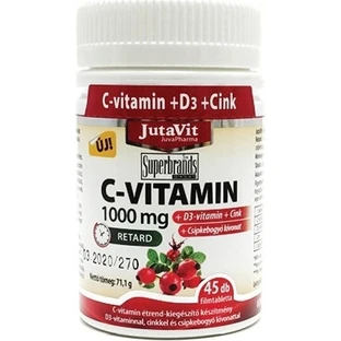JutaVit Vitamine C 1000 mg met rozenbottel + vitamine D3 1×100 tbl, Vitamine C 1000 mg met rozenbottel + vitamine D3