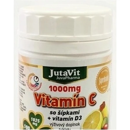 JutaVit Vitamine C 1000 mg met rozenbottel + vitamine D3 1×100 tbl, Vitamine C 1000 mg met rozenbottel + vitamine D3
