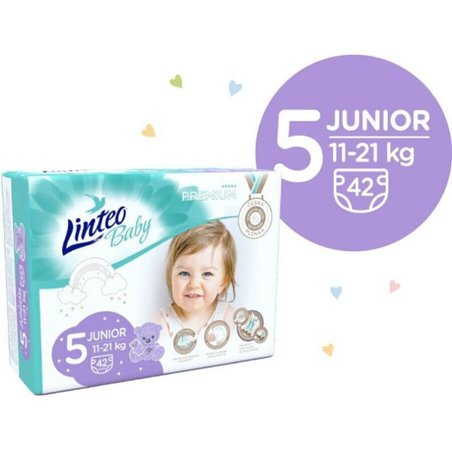 LINTEO BABY Pañales Desechables Premium 5 JUNIOR (11-21 kg) 168 pcs 1×168 pcs