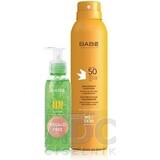 BABÉ SUN Zonnebrandspray SPF 50 + Aloë vera gel, 1x1 set 1x200 + 90 ml, zonnebrandspray + geschenk: verkoelende gel