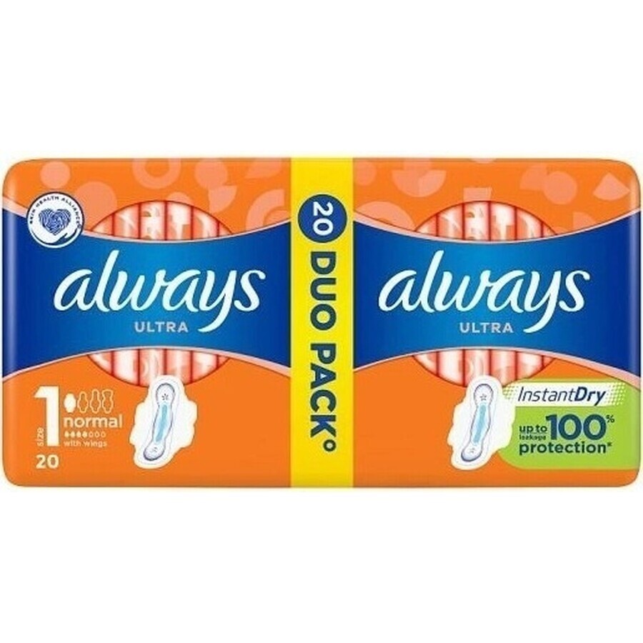 Always Ultra Duo 20 pcs Normal Plus 1×20 pcs, menstrual pads