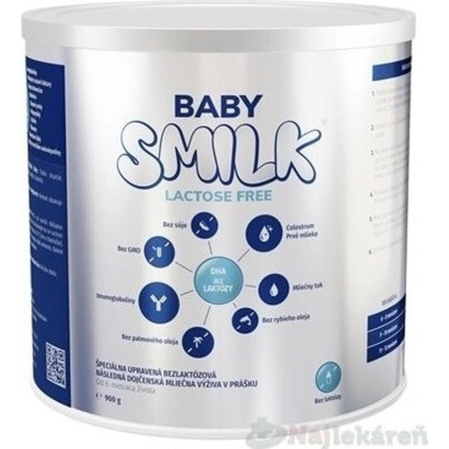 BABYSMILK Lactose Free - lactosevrije opvolgzuigelingenvoeding met Colostrum 1×900 g, speciaal samengestelde opvolgzuigelingenvoeding