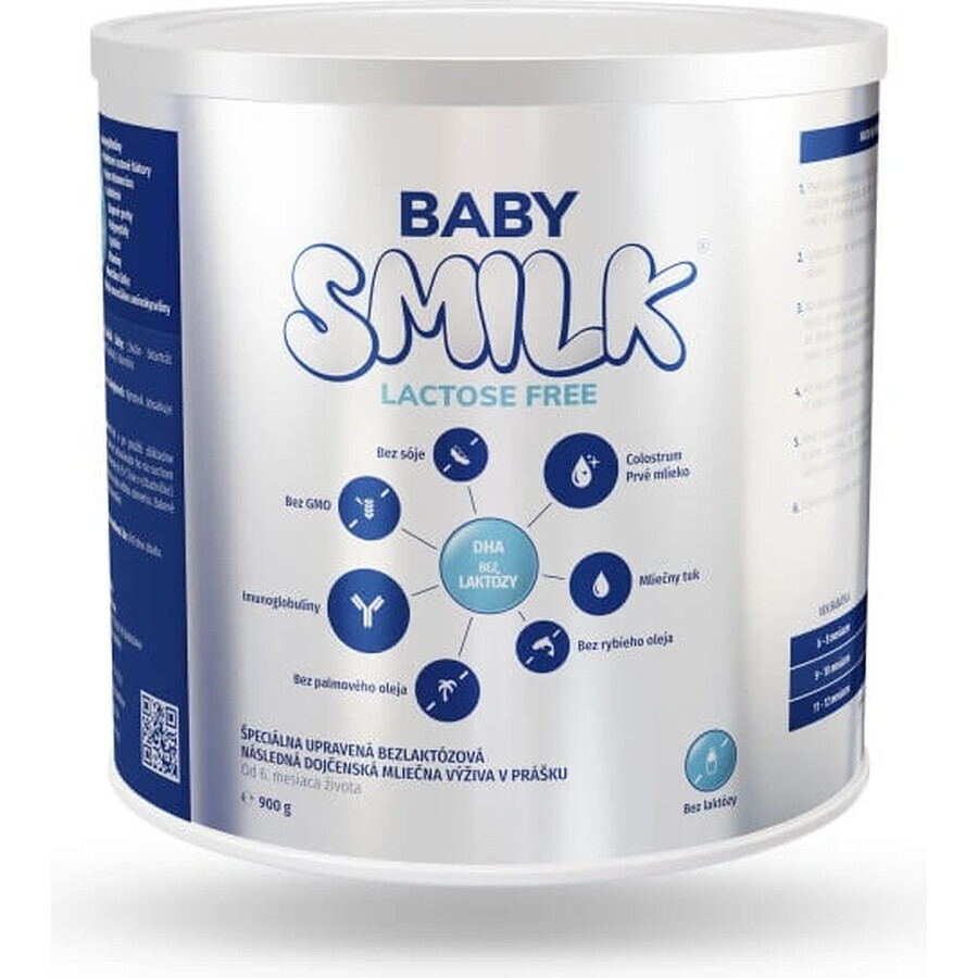 BABYSMILK Lactose Free - lactosevrije opvolgzuigelingenvoeding met Colostrum 1×900 g, speciaal samengestelde opvolgzuigelingenvoeding