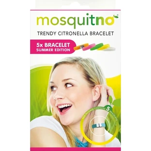 MosquitNo Braccialetto estivo con chiusura a rilascio di odore di citronella, misura regolabile 1×5 pezzi, braccialetti antizanzare