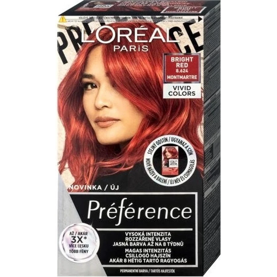 L'Oréal Paris Préférence Vivid Colors coloración permanente 1×1, Montmartre - Rojo Brillante, 60+90+54 ml