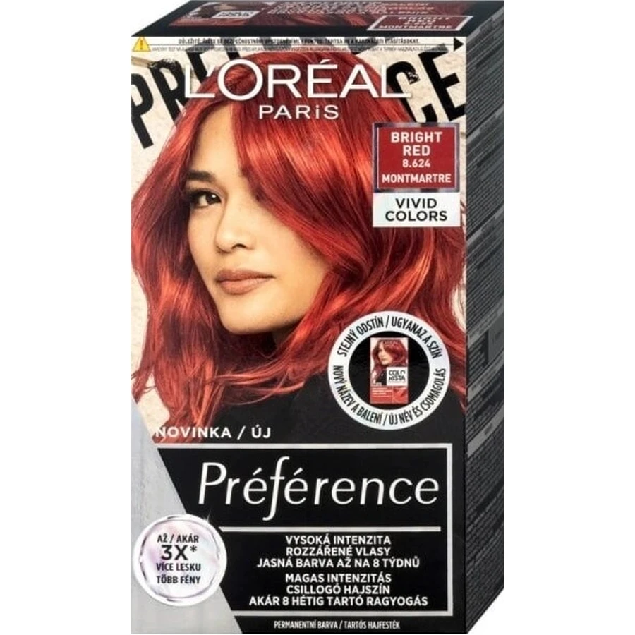 L'Oréal Paris Préférence Vivid Colors coloración permanente 1×1, Montmartre - Rojo Brillante, 60+90+54 ml