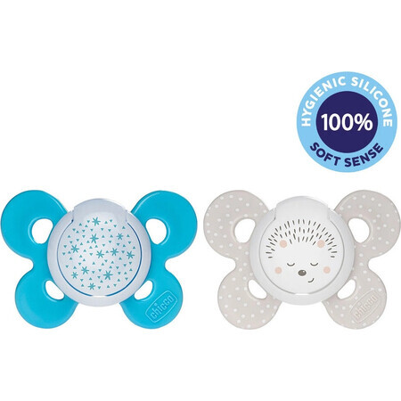 CHICCO Physio Comfort sucette de nuit en silicone pour garçons - étoile/œuf, 2 pcs, 16-36 m+ 1×2 pcs, sucette orthodontique