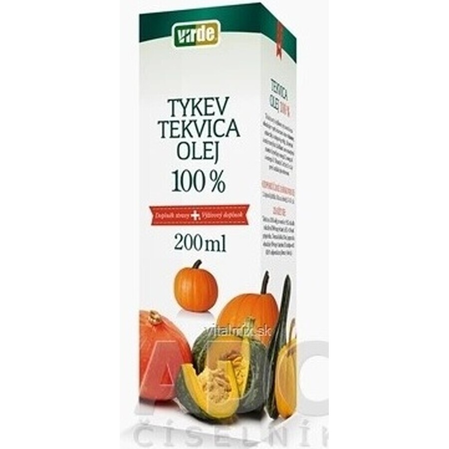 VIRDE Pompoen 100% olie 1×200 ml, voedingssupplement