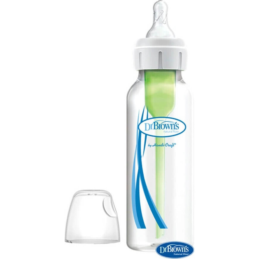 Dr.BROWN'S BABY BOTTLE OPTIONS+ 250 ml 1×1 unidad, estrecho, 0M+, anticólico, plástico, blanco