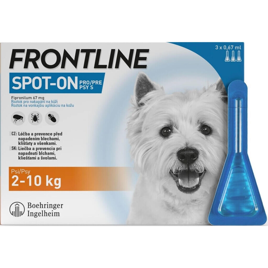 FRONTLINE spot-on for DOG S 3 x 0,67 ml 3x0,67 ml 3x0,67 ml, oplossing voor honden