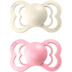 Succhietti in silicone BIBS Supreme Avorio / Rosa baby 1×2 - misura 2