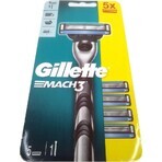 GILLETTE MACH3 SHAVER + 5NH Set 1×1, rasoir + 5 têtes de remplacement