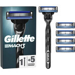 GILLETTE MACH3 SHAVER + 5NH Set 1×1, rasoir + 5 têtes de remplacement