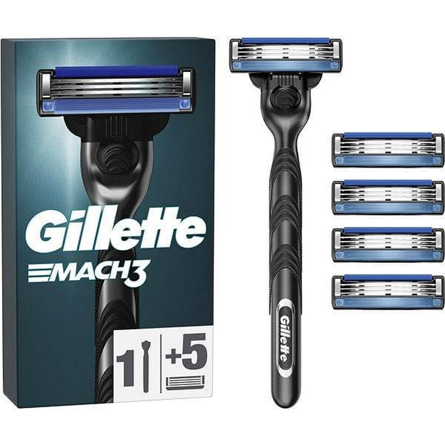 GILLETTE MACH3 SHAVER + 5NH Set 1×1, rasoir + 5 têtes de remplacement