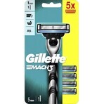 GILLETTE MACH3 SHAVER + 5NH Set 1×1, rasoir + 5 têtes de remplacement