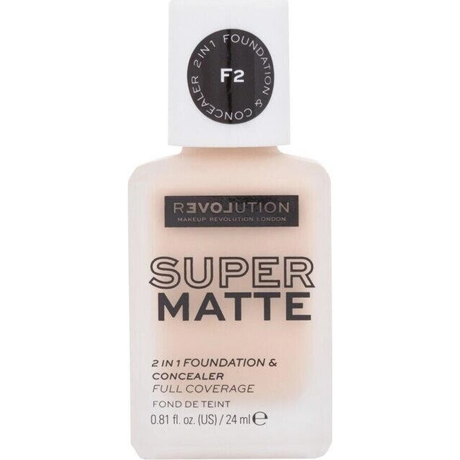 Revolution Relove, Foundation Supermatte F2, make-up 1×24 ml, make-up