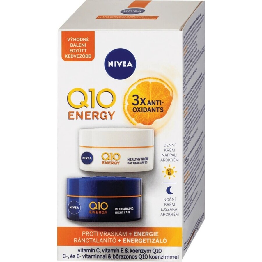 Nivea Energizing Day + Night Anti-Wrinkle Cream Q10 2x50ml 1×2x50 ml, cremă pentru piele