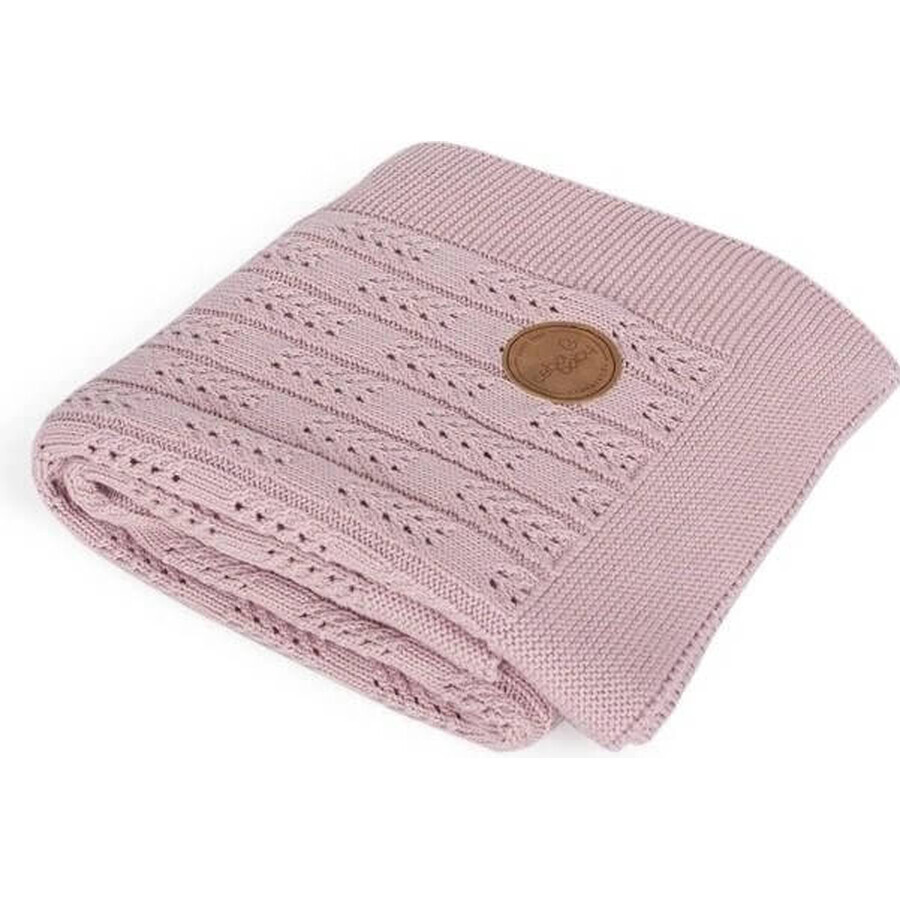 CEBA Knitted blanket in gift box 90 x 90 pink herringbone 1×1, 100% cotton