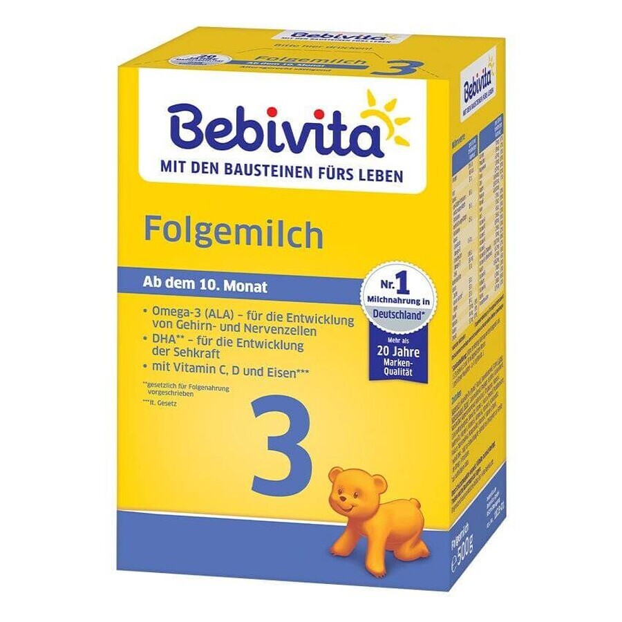 BEBIVITA Milk 3 UK latte di proseguimento istantaneo. 9 mesi, 500 g 1×500 g